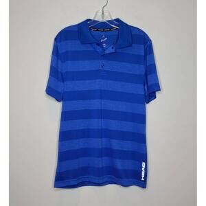 Head tennis short sleeve blue stripe short sleeve polo shirt - small